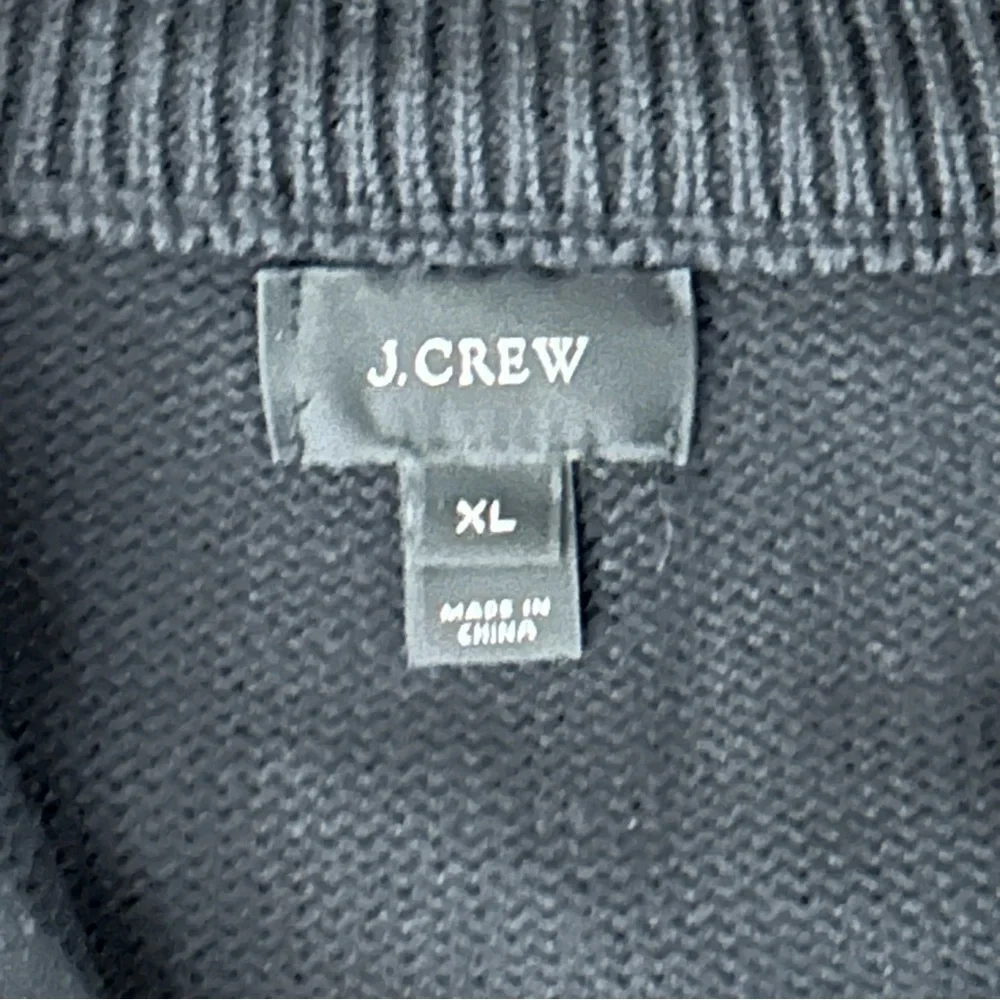 J. Crew Cashmere Cotton Blend 1/4 Zip Pop On knit Black Sweater Men Size XL